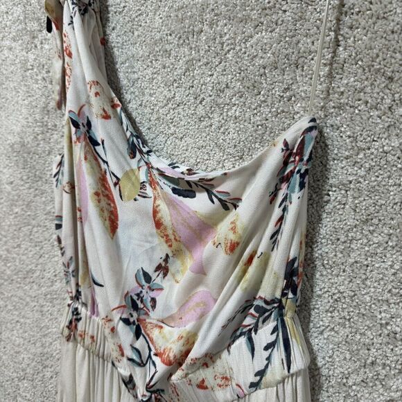 Free People Jumpsuit Island Time Floral Womens Small Cream One Shoulder Wide Leg - Picture 8 of 15